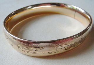 Lovely Etched Victorian Gold Filled Bangle Bracelet By S&B L.  CO 4