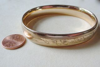 Lovely Etched Victorian Gold Filled Bangle Bracelet By S&B L.  CO 5