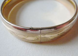 Lovely Etched Victorian Gold Filled Bangle Bracelet By S&B L.  CO 7