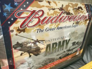 Budweiser Uso Salutes The Us Army Bar Mirror Rare Vintage 24 " X 20 " Black Frame