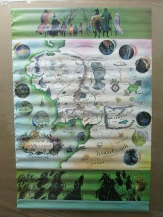 Vintage A Map Of Middle Earth 1970 Pauline Baynes In G4627