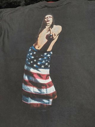Hello My Name Is Marilyn Manson Vintage T - Shirt Winterland Flag Middle Finger Xl