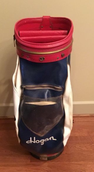 Vintage Ben Hogan 6 - Way Red/white/blue Staff Golf Bag Made In Usa.