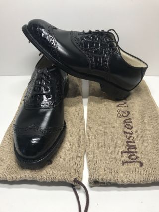 Vintage Johnston & Murphy Aristocraft Mens Golf Shoes Blk 7 3e Made In Usa