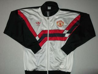 Manchester United Vintage 1990 / 1992 Adidas Track Travel Home Jacket L/s Medium