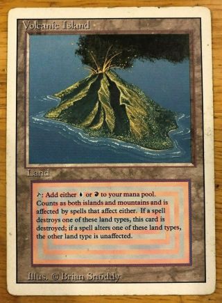 Volcanic Island Mtg Dual Land Revised Edition Heavily Played - Reserved List (b)