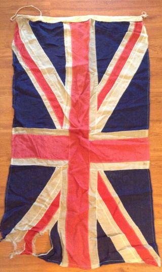 Ww2 Wwii Era British Panel Stitched Vintage Union Jack Flag Battleworn 32 " X 50 "
