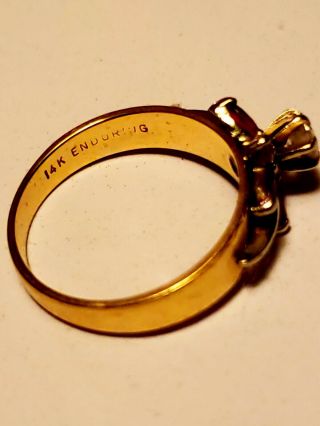 Vintage 14K Yellow Gold Diamond & Ruby Wedding Ring Set Sz.  6.  0.  Enduring 12