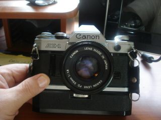 Vintage Canon Ae - 1 35mm Camera With Canon Fd 1:1.  8 50mm & Winder