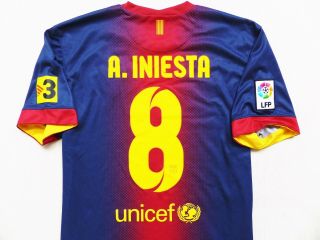 Vintage Shirt Nike Fc Barcelona 8 A.  Iniesta Home 2012 - 13 Jersey S.  L (large)