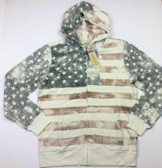 Denim Supply Ralph Lauren Men Vtg Washed Us American Flag Full Zip Hoodie Jacket