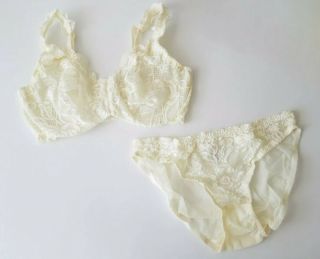 36dd L Runs Small Vintage 90s Victoria Secret Mesh Lace Bikini Panty Set Ivory