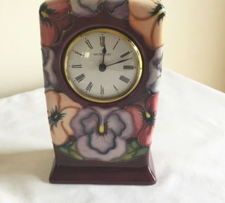 Vintage Moorcroft Pottery Tube Lined “pansy” Clock