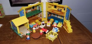1969 Vintage 952 Fisher Price Little People Play Family House & Accessories