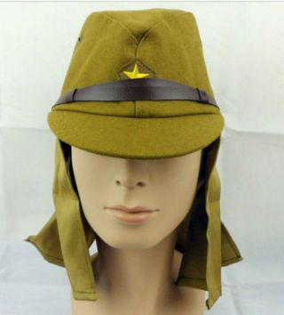 Wwii Japanese Army Soldier Field Cap Hat With Neck Flaps Size L