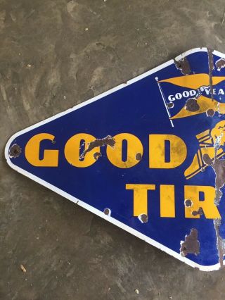 Large Vintage Goodyear Tires Porcelain Sign Gas Oil 60 