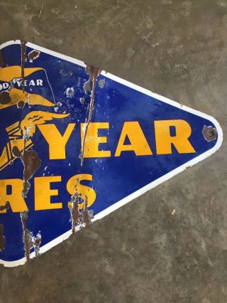 Large Vintage Goodyear Tires Porcelain Sign Gas Oil 60 