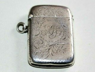 Solid Silver Antique Vesta Match Case.  Chester.  1896.