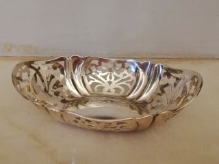 Antique Solid Silver Pierced Dish By William Comyns - 1945