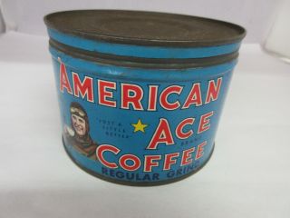 Vintage Advertising American Ace Coffee Tin 100 - Q