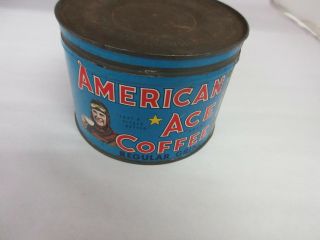 VINTAGE ADVERTISING AMERICAN ACE COFFEE TIN 100 - Q 3