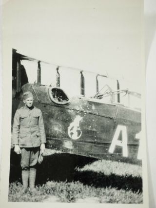 Wwi Pilot Standing Next To His Military Bi - Plane Fighter 3.  5 X 5 "