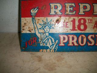 Vintage Repeal 18th Amendment Beer Pre Prohibition Tin Sign Help The President 2