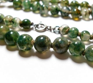 Vintage Or Antique Moss Agate Bead Necklace