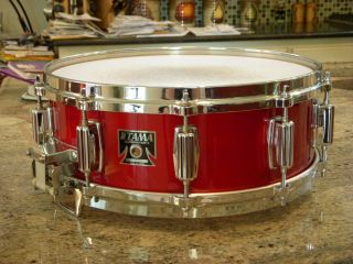 Rare 1985 Tama 5 X 14 Mastercraft Snare Drum In The Candy Apple Red Finish