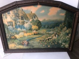 Vintage Frame & Print (path Of Flowers) ; Copyright 1925 By Borin Of Chicago