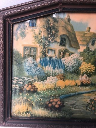 Vintage Frame & Print (Path Of Flowers) ; Copyright 1925 by Borin of Chicago 3