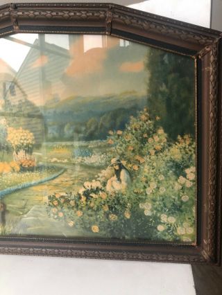 Vintage Frame & Print (Path Of Flowers) ; Copyright 1925 by Borin of Chicago 4