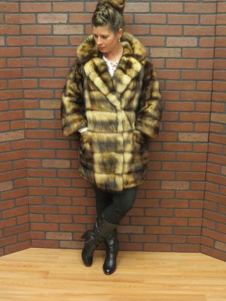 Ladies So Fab Vtg Retro Soft Sable Feel Golden Fitch Fur Jacket Coat Md