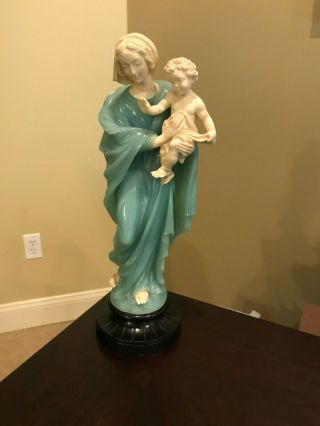 Vintage Bianchi (g.  Ruggeri) Blessed Mother And Jesus In Blue (13 Inches)