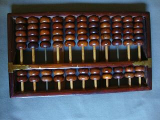 Vintage Lotus Flower Chinese Abacus,  11 Rods,  77 Beads,  People 