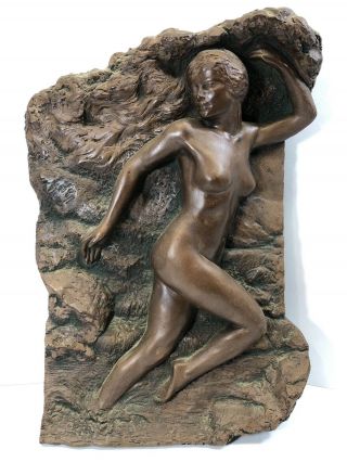 Vintage Cast Bronze Art Deco Nude Sculpture Signed Mcpherson -