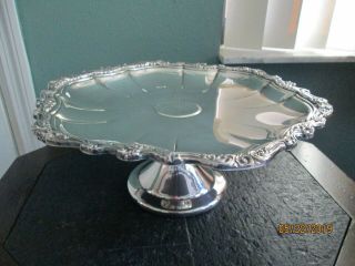 Vintage Wallace Silverplate Ornate Round 11 " Pedestal Cake Stand Server