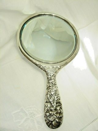 A Stunning Antique Solid Silver Cluny by Gorham Sterling Silver Hand Mirror 3