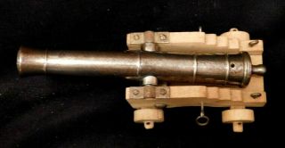 Vintage Dikar Spain 45 Cal Black Powder Signal Cannon Cast Iron & Wood