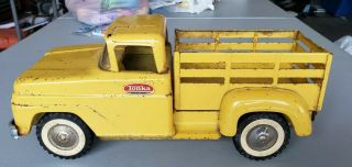 Vintage Tonka Pickup Truck Stepside Stake Bed With Tailgate Yellow 1960 