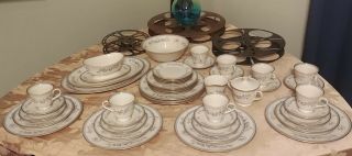 Vintage Lenox Serenade Porcelain 46pc Dinnerware,  Service For 8,  Server Dishes