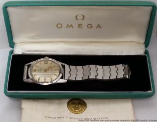 Omega Seamaster Date 1960s Vintage Mens Wrist Watch W Box Papers