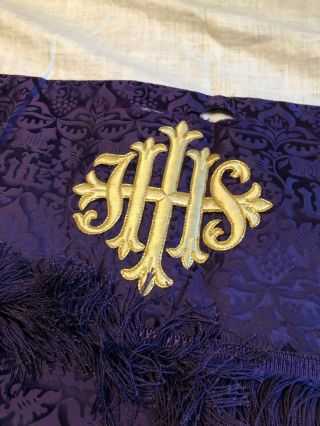 GORGEOUS VINTAGE PURPLE BROCADE CATHOLIC CHURCH ALTAR FRONTAL J.  T.  CUTHBERTSON 3