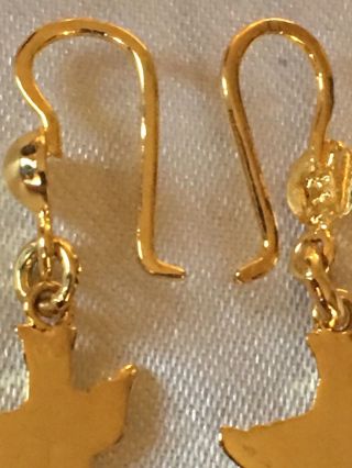 VTG ANTIQUE GOLD OVER STERLING SILVER 925 MINIATURE PEARLS BIRDS PIERCE EARRINGS 4