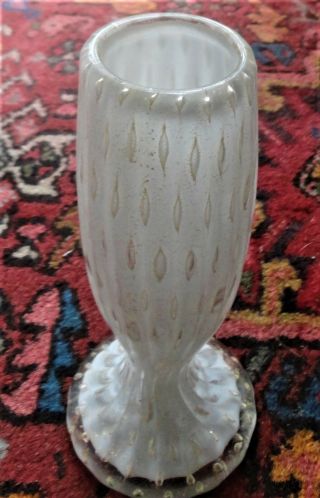 Barbini Murano Art Glass Ribbed Gold - Bubble Vtg Pearly Jewel 6 " H Vase Perfect