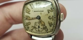 Vintage HAMILTON Art Deco 1930 ' s 14k Gold Filled Men ' s Watch 17j 987 - F 5
