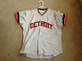 Vintage Detroit Tigers Sand Knit Jersey Sewn Size Xl Htf 80 