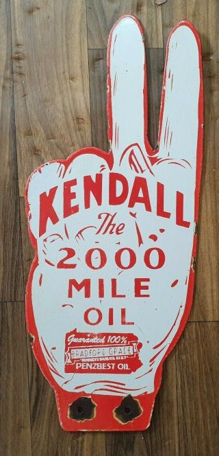 Kendall 2000 Mile Oil Vintage Porcelain Sign 6 X 15 Inches