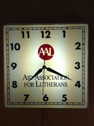 Vintage Aal Aid Association For Lutherans Insurance Lighted Advertising Clock
