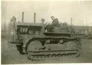 Org Wwii Photo: American Gi On Army Tractor